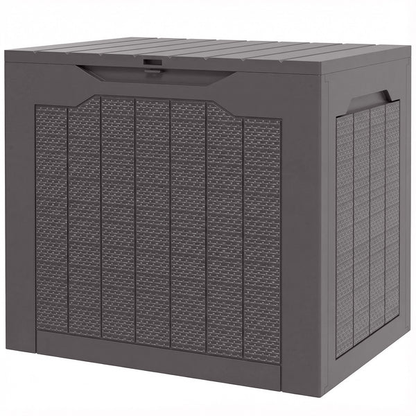 Coffre de rangement extérieur 97L avec poignées encastrées, malle de rangement extérieur étanche pour jardin terrasse, 56 x 41 x 50 cm, marron