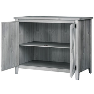 Armoire de Jardin en Bois, Placard de Jardin en Bois avec Étagères et Double Portes, Armoire à Outils, 110 x 60 x 88,5 cm, Gris Clair
