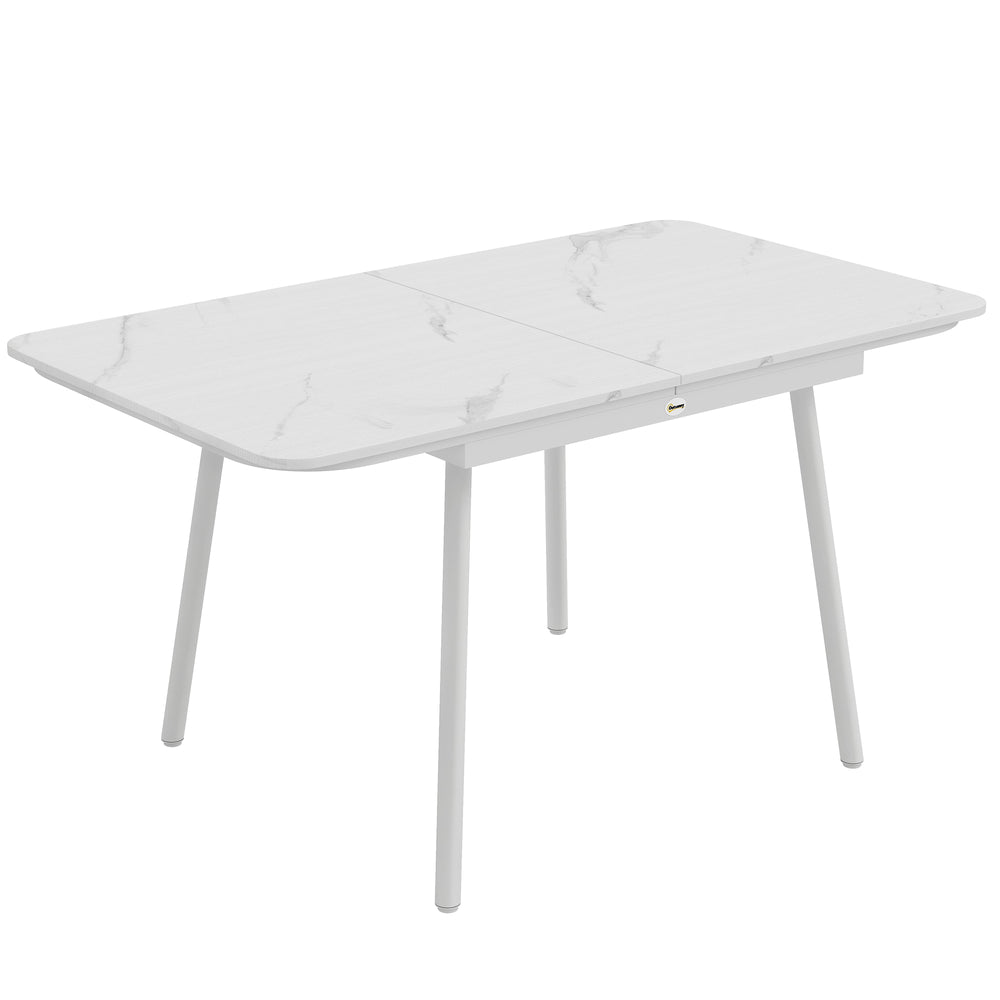 Table de Jardin Rectangulaire pour 4-6 Personnes, Plateau en WPC et Structure en Métal, Pieds Réglables, Table à Manger Extérieure pour Balcon Porche Terrasse, 140x80x75cm, Blanc