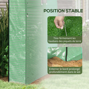 Serre de jardin serre tunnel de jardin 3,24m² PE Haute densité 135 g/m², avec 2 portes zippées enroulables 2 fenêtres en maille, pour toutes saisons, 180 x 180 x 200 cm, vert