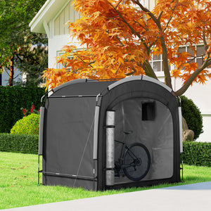 Tente de vélo pour le rangement extérieur, abri de vélo portable pour 3-4 vélos abri de jardin avec 2 poches latérales, 220 x 150 x 195 cm, noir
