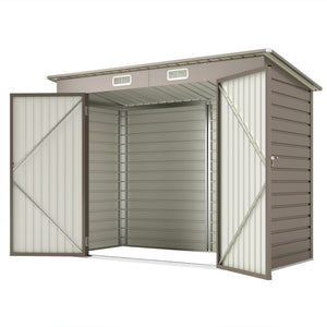 Abri de Jardin en Métal 3 m², Cabane de Jardin 249x121x183cm, Structure en Acier Galvanisé Améliorée, Cabanon Rangement Outils, Gants, Portes Verrouillables, Aérations, Gris Clair