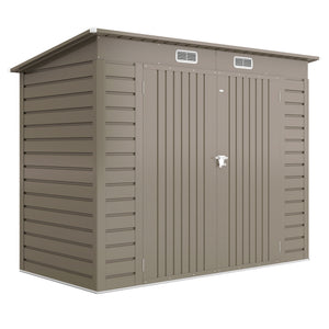 Abri de Jardin en Métal 3 m², Cabane de Jardin 249x121x183cm, Structure en Acier Galvanisé Améliorée, Cabanon Rangement Outils, Gants, Portes Verrouillables, Aérations, Gris Clair