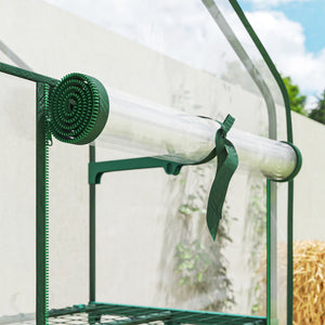 Serre de jardin PVC avec étagères 3 niveaux, serre de balcon, bâche PVC, châssis en acier, porte zippée enroulable, pour légumes plantes fleurs, 69x49x130cm, transparent