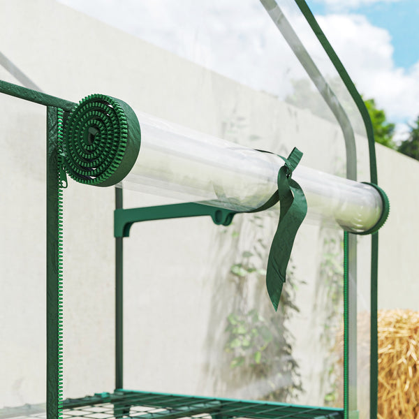 Serre de jardin PVC avec étagères 3 niveaux, serre de balcon, bâche PVC, châssis en acier, porte zippée enroulable, pour légumes plantes fleurs, 69x49x130cm, transparent