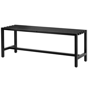 Banc de Jardin 2 Places en Acier Galvanisé, Assise à Lattes, Sans Dossier, Banc d'Extérieur pour Patio Balcon Parc Terrasse, Capacité 240 kg, 117x36x44cm, Noir
