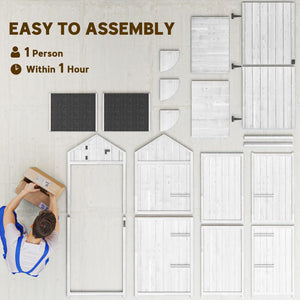 Armoire de Jardin Extérieur, Abri de Jardin en Bois, Abri pour Outils, 3 Étagères, 2 Portes à Loquets, Toit en Pente Bitumé, 77L x 54l x 179H cm, Sapin Traité, Gris Clair