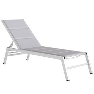 Bain de Soleil en Aluminium Léger, Dossier Réglable 6 Positions, Textilène 560g/m² et Rembourrage Intégré, Chaise Longue Anti-Rouille pour Terrasse Piscine Jardin, 64x181x90cm, Gris Clair