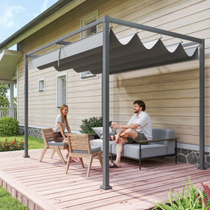 Pergola coulissante pergola rétractable 3 x 2 m structure métal époxy anticorrosion toile polyester haute densité 180 g/m² incluse gris