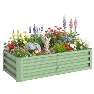 Carré Potager 120 x 60 x 30,5 cm, Potager Surélevé en Acier galvanisé pour Plantes légumes, Fleurs, Vert