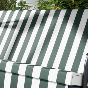 Balancelle de Jardin 3 Places Toit Inclinaison réglable Coussins Assise et Dossier 1,72L x 1,1l x 1,53H m Acier Noir Polyester Vert