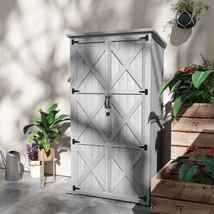 Armoire de Jardin abri Jardin Remise pour Outils sur Pied 90L x 54,5l x 161/168,5H cm 2 étagères Toit bitumé étanche Bois pin Autoclave, gris