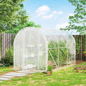 Serre de jardin tunnel 3 x 2 x 2 m 6 m² avec porte à charnières bâche en PE 150 g/m² pour Légumes Plantes Fleurs