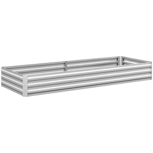 Carré Potager en Métal Modulable - Potager Surélevé 241x90,5x30cm en Acier Galvanisé - Jardinière Extérieur Anti-Rouille pour Légumes et Fleurs, Argent