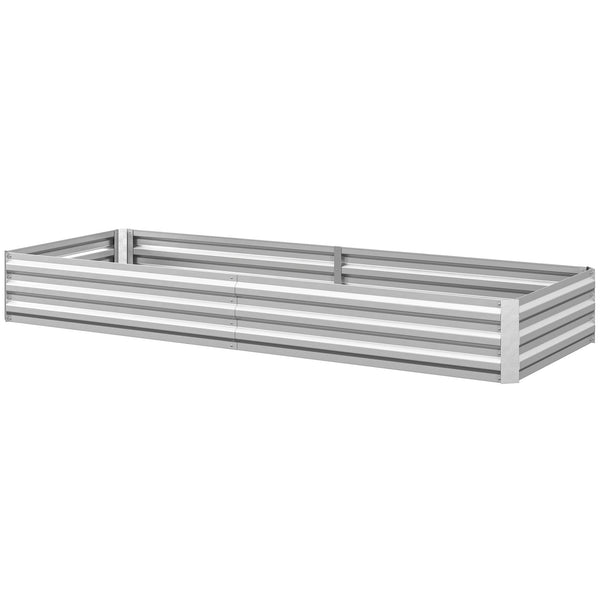 Carré Potager en Métal Modulable - Potager Surélevé 241x90,5x30cm en Acier Galvanisé - Jardinière Extérieur Anti-Rouille pour Légumes et Fleurs, Argent