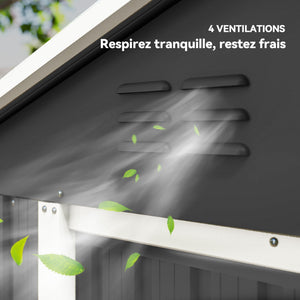 Abri de jardin en métal 1,8 m², cabane de jardin à outils en métal, 194 x 107 x 191 cm, grand espace de rangement extérieur avec portes coulissantes et 4 aérations, gris foncé