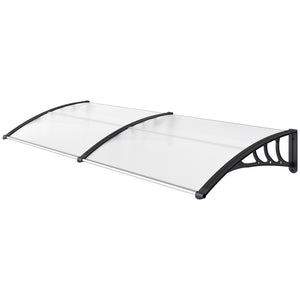 Auvent de porte d'entrée, toit marquise de porte exterieur en polycarbonate et profil aluminium résistante toit abri protection contre la pluie et UV pour terrasse, balcon, 195x75cm, transp.