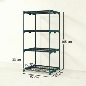 Étagère à Fleurs en Acier 4 Niveaux Intérieur et Extérieur, Support de Plantes, Étagère à Plantes pour Jardin, Balcon, Salon, 67 x 49 x 105 cm, Vert