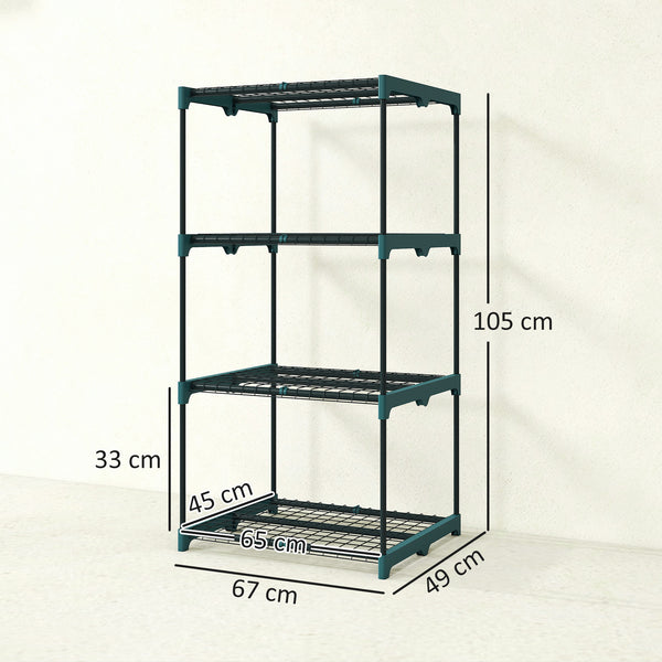 Étagère à Fleurs en Acier 4 Niveaux Intérieur et Extérieur, Support de Plantes, Étagère à Plantes pour Jardin, Balcon, Salon, 67 x 49 x 105 cm, Vert
