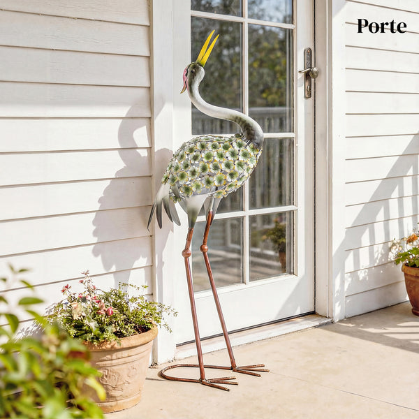 Statues de Jardin, Sculpture de Héron en Métal, Statues d'oiseaux 71 cm, pour Cour, Étang, Terrasse, Vert
