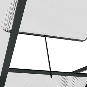 Serre de jardin polycarbonate 2,51 m² serre en aluminium pour le jardin 190 x 132 x 201 cm résistant aux UV, avec fondation renforcé, gouttière, lucarne et porte coulissant, Gris