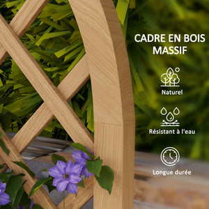 Lot de 2 treillis en bois pour le jardin - panneau arc pour plantes grimpantes - dim. un panneau : 60L x 150H cm