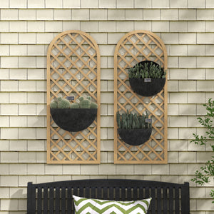 Lot de 2 treillis en bois pour le jardin - panneau arc pour plantes grimpantes - dim. un panneau : 60L x 150H cm