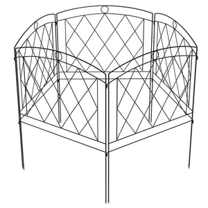 Lot de 5 panneaux de clôture de jardin décoratives, bordure de jardin en métal, pour parterre de fleurs - dim. 305 x 80 cm, noir