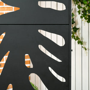 Panneau brise vue décoratif extérieur noir à motif végétal en métal - 122 x 45 x 198 cm
