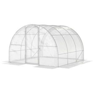 Serre de jardin tunnel 3 x 3 x 2 m 9 m² avec porte à charnières bâche en PE 150 g/m² pour Légumes Plantes Fleurs