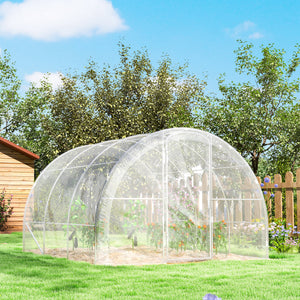 Serre de jardin tunnel 3 x 3 x 2 m 9 m² avec porte à charnières bâche en PE 150 g/m² pour Légumes Plantes Fleurs