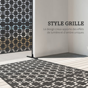 Panneau brise vue décoratif paravent extérieur à motif géométrique ajouré en métal - 122 x 45 x 198 cm, noir