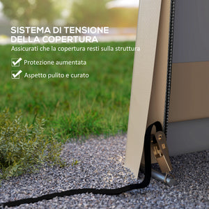 Tente garage carport dim. 6,2L x 3,3l x 2,4H m acier galvanisé robuste PE haute densité 150 g/m² imperméable anti-UV, 1 porte kaki et 2 aérations