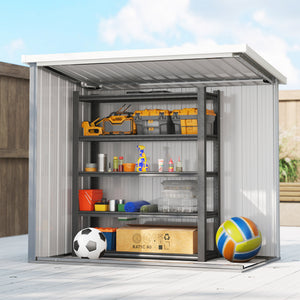 Abri de Jardin - cabane de jardin 1,09 m² - cabanon rangement outils 2 Portes verrouillables - dim. 147L x 86l x 134H cm - tôle d'acier Gris clair Blanc