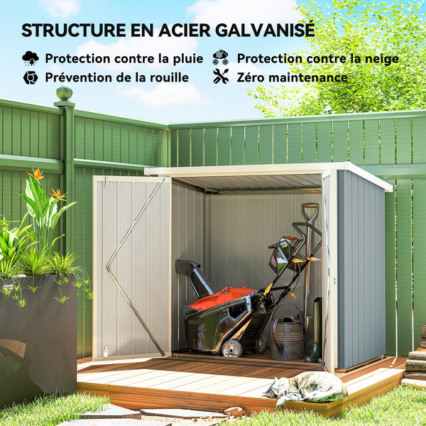 Abri de Jardin - cabane de jardin 1,09 m² - cabanon rangement outils 2 Portes verrouillables - dim. 147L x 86l x 134H cm - tôle d'acier Gris clair Blanc
