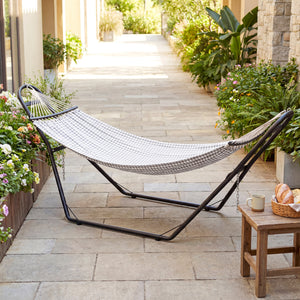 Support de Hamac pour 2-3 Personnes, Cadre de Hamac en acier Portable et Réglable, Résistante aux Intempéries, pour Hamacs de 2,75 à 4 m, Capacité de 150 kg, Noir