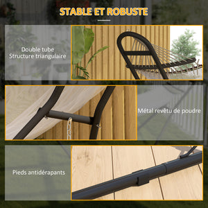 Support de Hamac pour 2-3 Personnes, Cadre de Hamac en acier Portable et Réglable, Résistante aux Intempéries, pour Hamacs de 2,75 à 4 m, Capacité de 150 kg, Noir