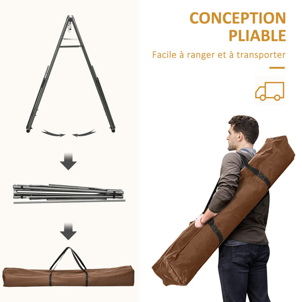 Hamac de jardin pliable étendoir à linge avec support incurvé en métal époxy hamac sur pied 1 place charge max. 120 Kg dim. 270L x 100l x 94Hcm