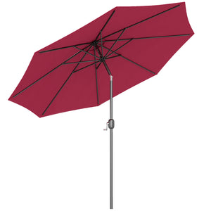 Parasol de jardin extérieur Parasol droit inclinable Ø 3 m en métal Rond Polyester 180g/m² manivelle inclinable Bordeaux