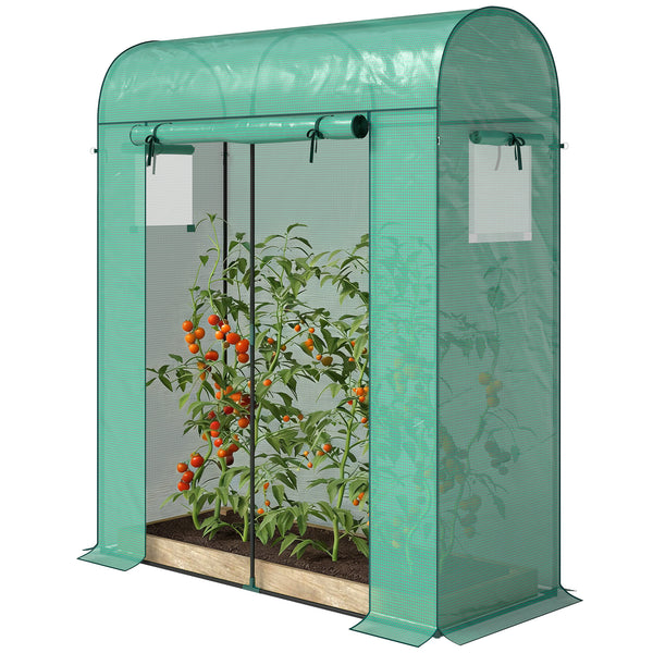Serre de Jardin, Petite Serre de Balcon en Bâche PE et Châssis Acier, Porte Roulante et Fenêtres en Maille, pour Légumes et Fleurs, Intérieur et Extérieur, 170 x 68 x 200 cm, Vert