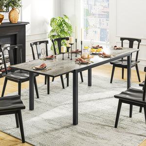 Table de jardin extensible 160/240 cm 6 - 8 personnes, table extérieur en forme rectangulaire, bordure en aluminium et structure en acier, idéal pour véranda, terrasse ou patio, gris