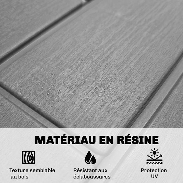 Coffre de Rangement Extérieur 379 L Verrouillable avec Vérin à Gaz, Boîte de Jardin en Aspect Bois Résistant aux UV, pour Outils Accessoires, 122,5x56x62cm, Gris