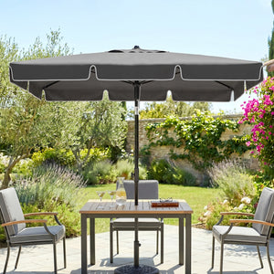Parasol de jardin Parasol droit rectangulaire inclinable alu métal polyester haute densité 2 x 1,3 m gris