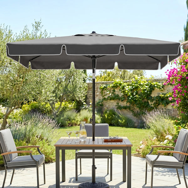 Parasol de jardin Parasol droit rectangulaire inclinable alu métal polyester haute densité 2 x 1,3 m gris
