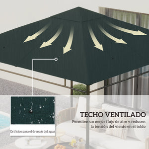 Toile de rechange pour pavillon tonnelle tente toit de remplacement gazebo de jardin tissu polyester haute densité 180 g/m² anti-UV 3 x 3 m gris