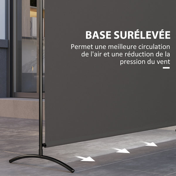Paravent Extérieur à Panneau Unique, Séparateur de Pièce de 180H cm avec Protection UV30+, Panneau Brise-Vue avec Base Stable pour Intérieur et Extérieur, Gris Foncé