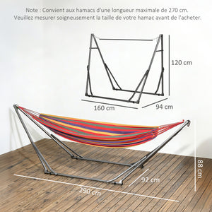 Support de Hamac Pliable, Cadre de Hamac Portable 2-en-1 Réglable avec Sac de Transport et Structure en Acier, pour Intérieur, Extérieur, Camping, Noir
