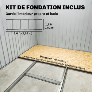 Abri de jardin en acier galvanisé XXL 3,6 m² avec kit de fondation 280 x 130 x 172 cm, cabane de jardin cabanon rangement outils avec portes coulissantes verrouillables aérations, vert foncé
