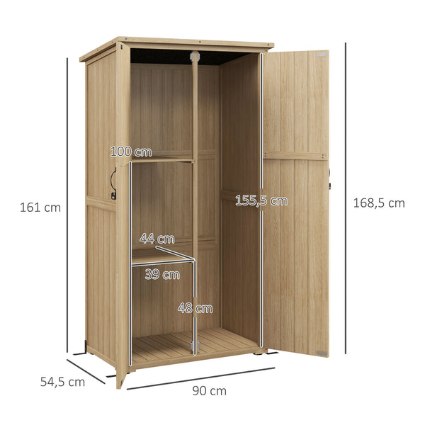 Armoire de Jardin abri Jardin Remise pour Outils sur Pied 90L x 54,5l x 161/168,5H cm 2 étagères Toit bitumé étanche Bois pin Autoclave