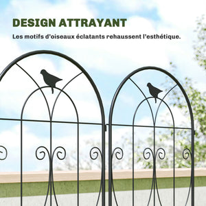 Support pour Plantes Grimpantes avec Oiseaux, Lot de 2, Treillis de Jardin, pour Légumes, Vignes, Fleurs, en Métal, 50 x 220 cm, Noir